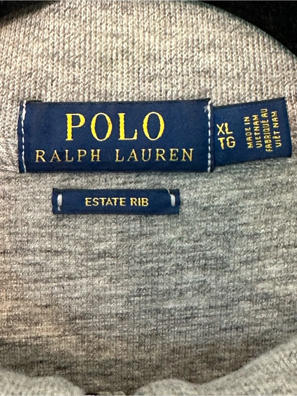 Polo Ralph Lauren Estate-Rib Quarter-Zip Pullover Gray Golf Size XL